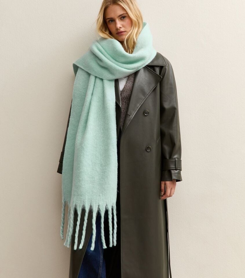 Mint Yeşili Atkı Yumuşak Dokulu Omuz Şalı