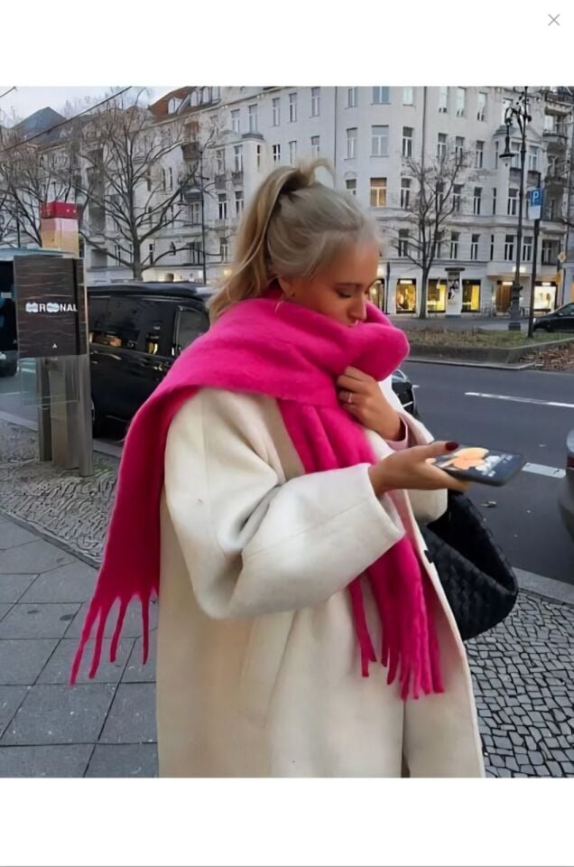 Fuşya Atkı Yumuşak Dokulu Omuz Şalı