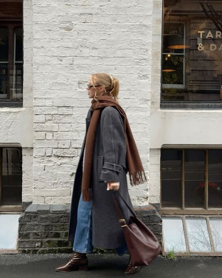 Kahve Atkı Yumuşak Dokulu Omuz Şalı