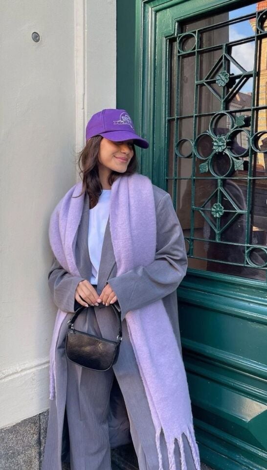 Lila Atkı Yumuşak Dokulu Omuz Şalı