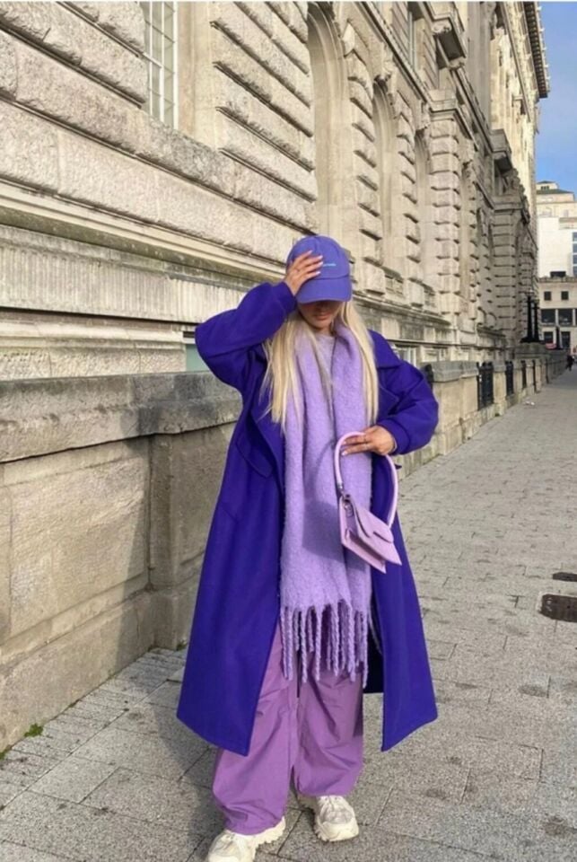 Lila Atkı Yumuşak Dokulu Omuz Şalı