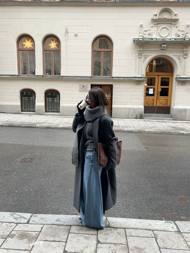 Antrasit Atkı Yumuşak Dokulu Omuz Şalı