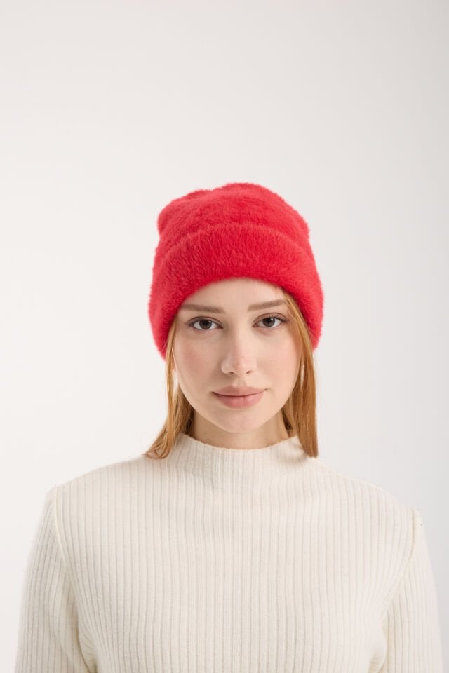 Peluş Katlamalı Sakallı Bere