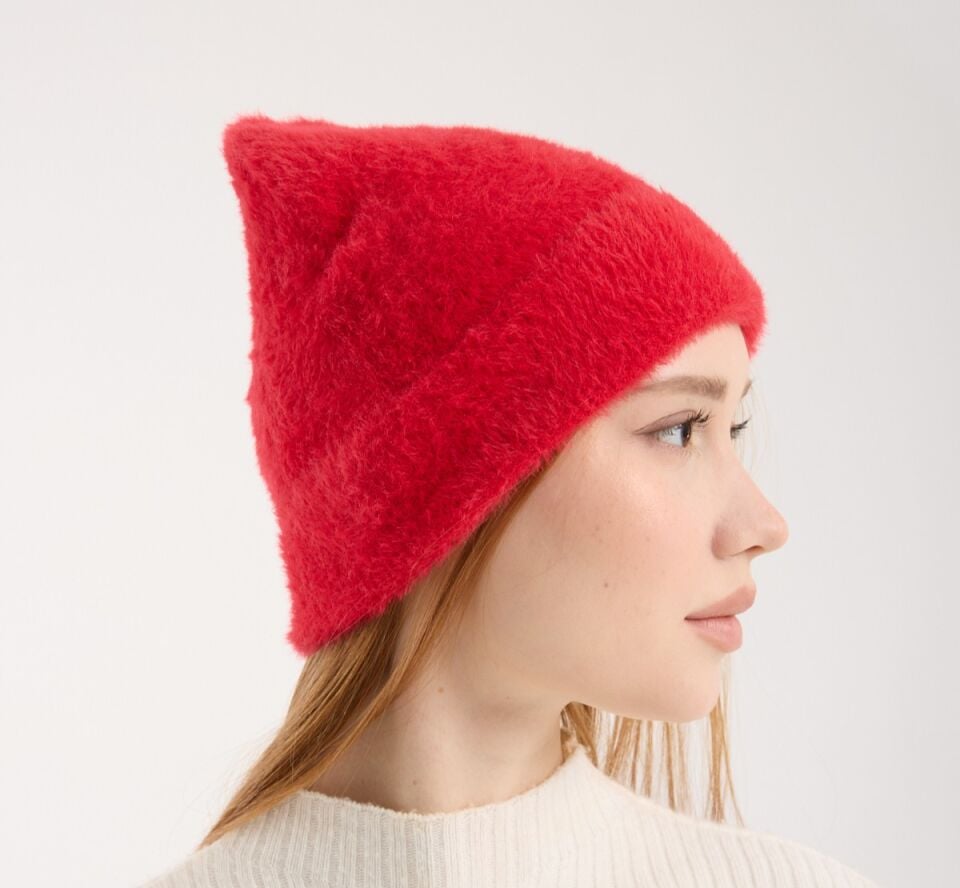 Peluş Katlamalı Sakallı Bere