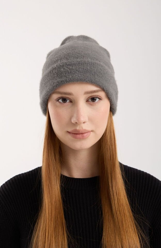 Peluş Katlamalı Sakallı Bere