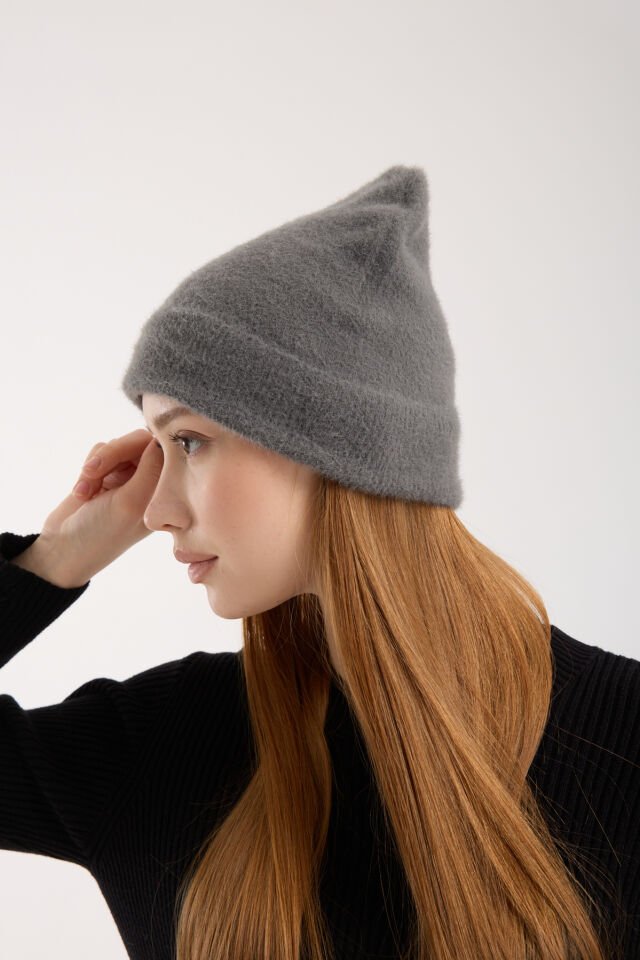 Peluş Katlamalı Sakallı Bere