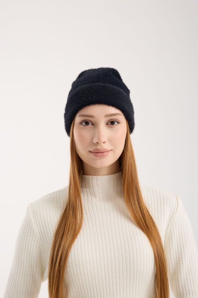 Peluş Katlamalı Sakallı Bere